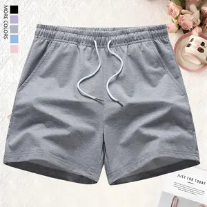 New summer women’s shorts in solid colors—stylish, leg-lengthening, casual for home wear, light athletic style for going out; elastic waistband with drawstring and side pockets. Fashionable, lightweight, breathable, suitable for sports and fitness.