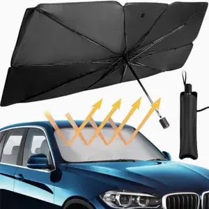 Portable Car Windshield Sunshade Umbrella, Foldable Windshield Sun Shade, Car Exterior Accessory, Daily Car Window Sunscreen, Uv Protective Sunshade, Car Window Shades, Sunshade For Car Outside, Windscreen Shade Cover