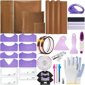 Heat Press Pillow Bundle Tools Kit Include 4 Heat Pressing Transfer Pillow Mat 3 Pack Teflon Sheet for Heat Press 2 Rolls Heat Resistant Tape 12 Different Size T Shirt Guide Ruler
