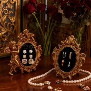 Victorian Style Earring Ring Display Stand, Vintage Angel Frame Jewelry Holder, French Palace Style Storage & Decoration