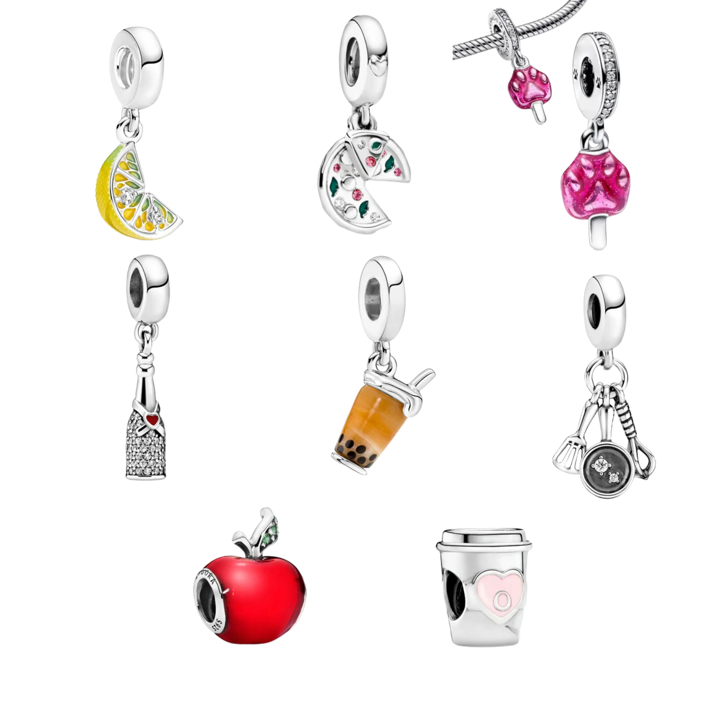 Colorful Enamel Cute Food Charm Beads for Bracelets - Fun, Funky, Casual Everyday Female Jewelry with Fruit, Drink & Aesthetic Charms