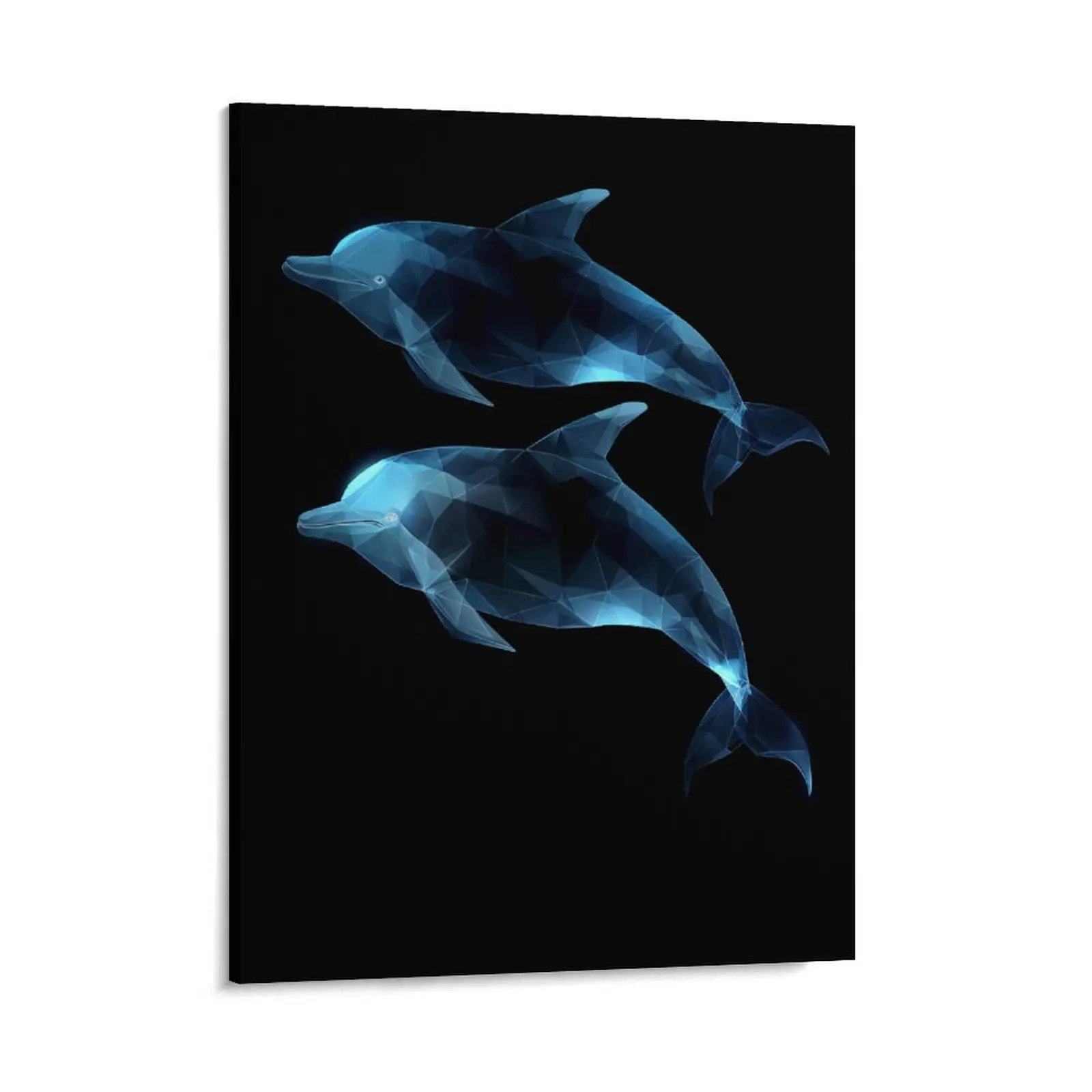 Abstract Cute Dolphin Posters Wall Art Prints Blue Gradient Animals Theme Dreamy Style Canvas Home Decor for Family, Bedroom, Office & Festive Gift