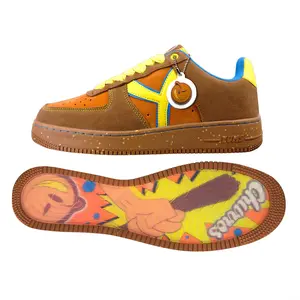 YUMS Churros Sneakers - Brown Suede with Yellow and Blue Accents Streetwear Style Low Top Shoes | Comfort Casual Footwear