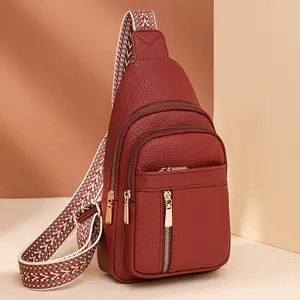 [Vintage Chest Bag] Multi-pocket Vintage Women's Chest Bag - Zipper Leisure Sports Crossbody Bag