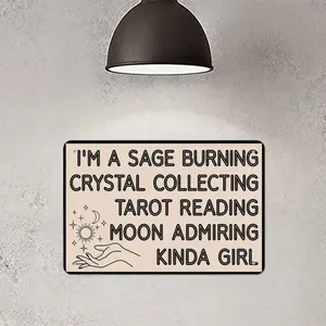 1pc Witchy Gothic Vintage Metal Tin Sign - "I'm a Sage Burning Crystal Collecting Tarot Reading Moon Adoring Kinda Girl" Wall Art Decor for Home, Kitchen, Bedroom & Office, Witchy Home Decor