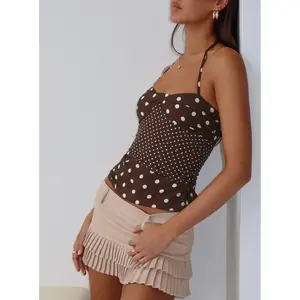 Marguerite Halter Top Brown Polka