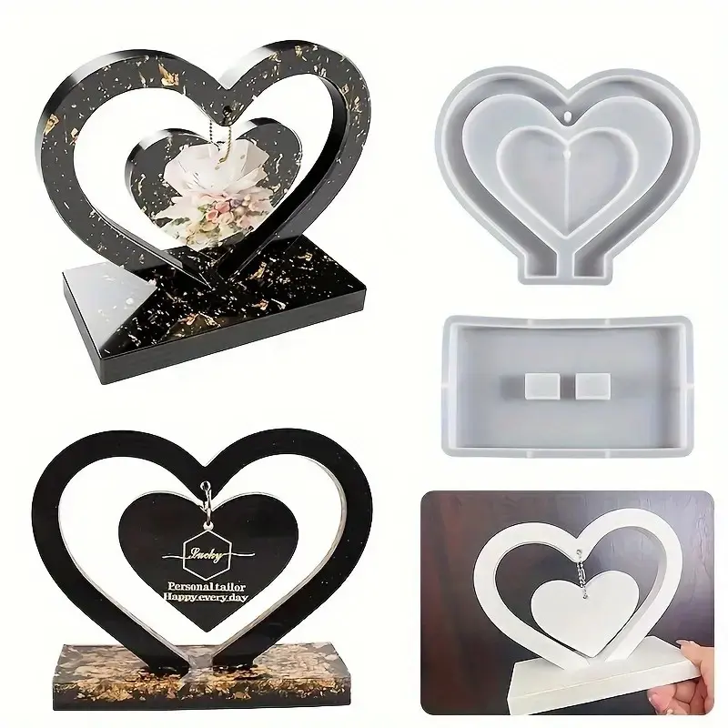 Heart-shaped resin silicone casting mold, used for DIY epoxy resin crafts, creative Valentine's Day gifts, DIY photo heart-shaped silicone mold, suitable for home decoration, wedding decoration, and graduation ceremonies, Diy With Charms, Handmade Gifts