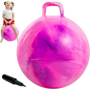 18 Inch Clouds Hopper Ball for Kids Ages 3-8, Purple Pink Bouncy Ball with Handle, Inflatable Jumping Toy with Pump and Gift Box, Indoor Outdoor Balance Toy for Easter Girls and Boys