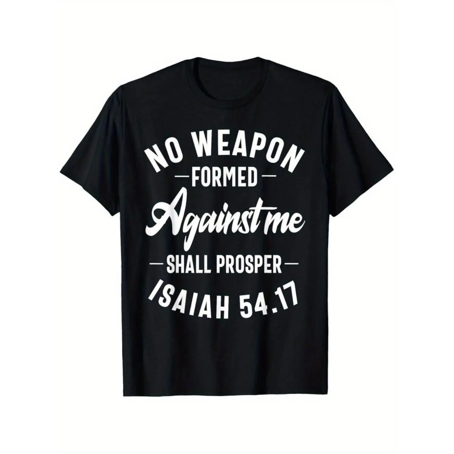 [100% Cotton] Men'S 100% Cotton Christian Faith T-Shirt - "No Weapon Formed Against Me Shall Prosper" Isaiah 54:17 Print, Casual Round Neck, Short Sleeve Golf Gift T-Shirt For Men And Women  Golf Gift T-Shirt For Men and Women