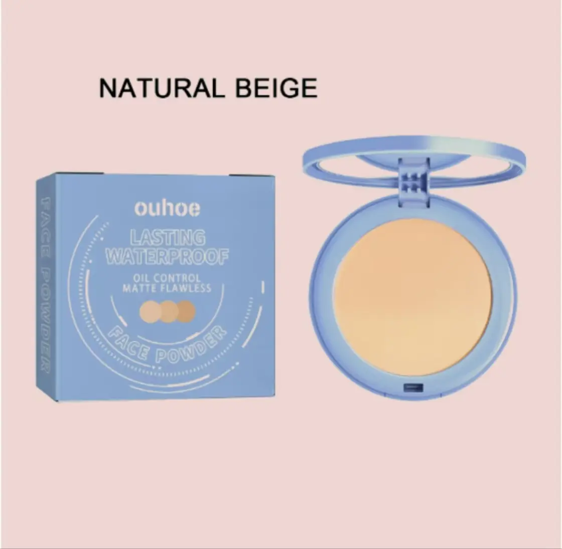 Natural Beige Setting Powder Compact - Oil Control, Long-lasting, Blurs Pores, Transparent Shade Suitable for All Skin Type Makeup Flawless Lavender Longwear concealer eye corrector Niacinamide Cosmetic concealer eye corrector