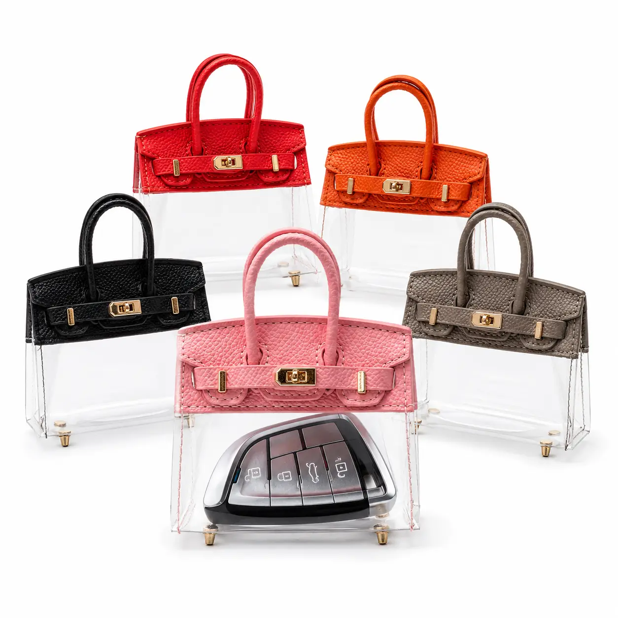 2026New model Mini Clear Handbag Key Holder for Car Keys, Cute Transparent Purse Keychain Case, Stylish Small Key Bag Accessory