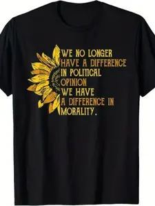 BEST!We No Longer Have A Difference In Political Opinion T-Shirt - Funny Unity Slogan Graphic Tee, S-3XL Sizes, Comfortable Casual Wear for Men, Political Debate Gift Idea, Machine Washable Retro Round Neck Top