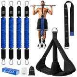 Alongsong Advanced Pull Up Assist Bands Set Heavy-duty 4/5x80lbs Resistance Adjustable Strap & Wide Footplate for Home Gym Outdoor Workout Strength Training Exercise Equipment