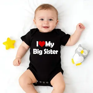 I Love My Big Sister Funny Baby Bodysuit, Cute Sibling Newborn Romper, Gender Neutral Baby Shower Gift for Boy Girl