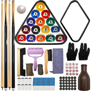95pcs Complete Pool Table Accessories Set - Including Balls, Triangle Rack, Cue, Chalk, Tips, Stickers, Cloth, Brush & Cleaner for Billiard Recreation