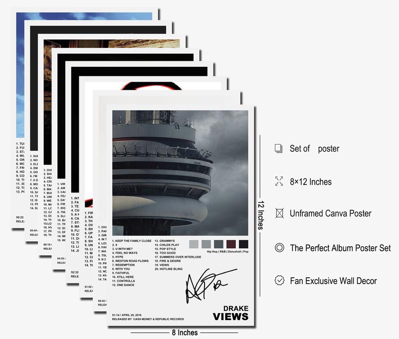 Drake Poster 8-Piece Set Canva Album Unframed Set Poster- 8x12IN
