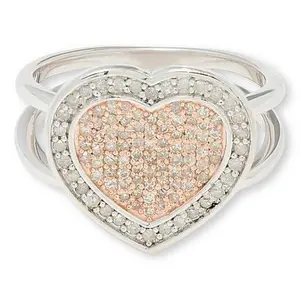 Colleen Lopez 3/8ctw Brown & White Diamond Pavé' Heart Ring