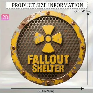 Aluminum Metal Sign Fallout Shelter Retro Wall Art Vintage Indoor Home Decoration and Man Cave Aluminum Signs with Red Background