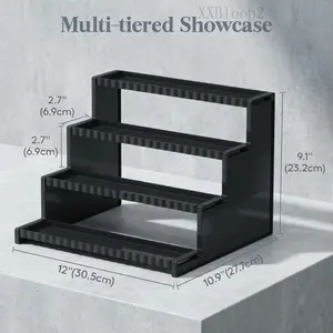 12 Inch Clear Display Stand with Decorative Fences for Cologne, Fragrance, Figures, Cupcakes & Perfumes - Versatile Storage for Vanity Bathroom Organizer Shelf