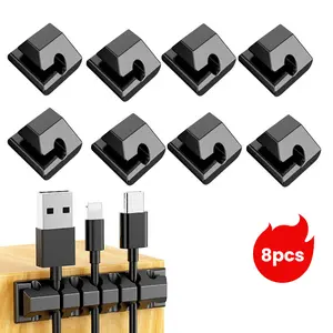 Cable Holder Clip - 8 Pack Cord Holders for Cables - Cord Holder Clips, Cable Management Self Adhesive for Desktop USB Charging Cable Nightstand Power Cord