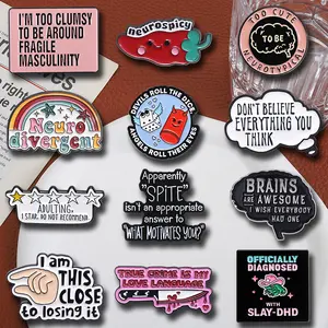 12pcs Cartoon Creative Red Chili Rainbow Letter Badge Brooch Pin Accessories Small Accessories Pendant Badge