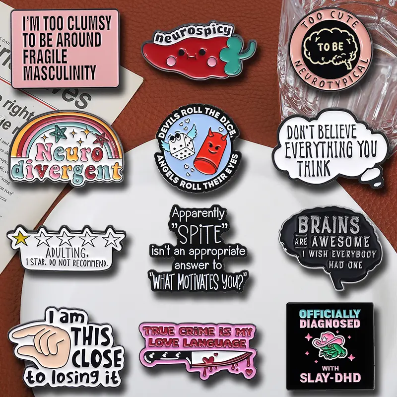 Cute Cartoon Enamel Badge Pins, 12-Piece Set with Rainbow, Letter and Red Chili Designs for Jackets and Backpacks, Casual, Brooch