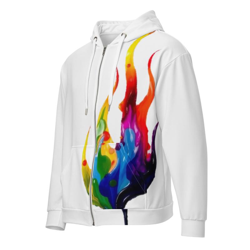 Xander Harte Abstract Flame Unisex Zip Hoodie - Casual Style for Men and Women - Man