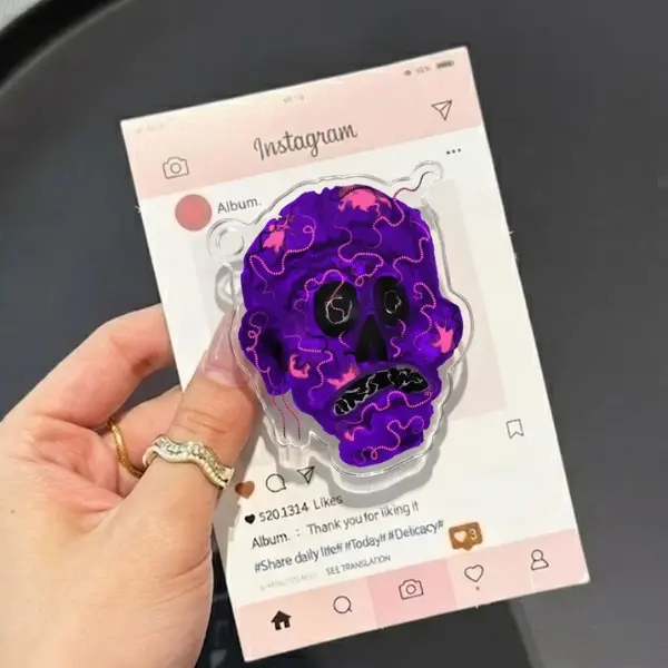 Spoiled Skull MagSafe Phone Grip, Horror Aesthetic Magnetic Phone Holder, Kawaii Scary Fan Gift , Kindle Accessories sticky Baby mount Library Card Flower-Shaped Multi-Functional Stand Universal Car Double-Sided Octo Adjustable Portable Monitor