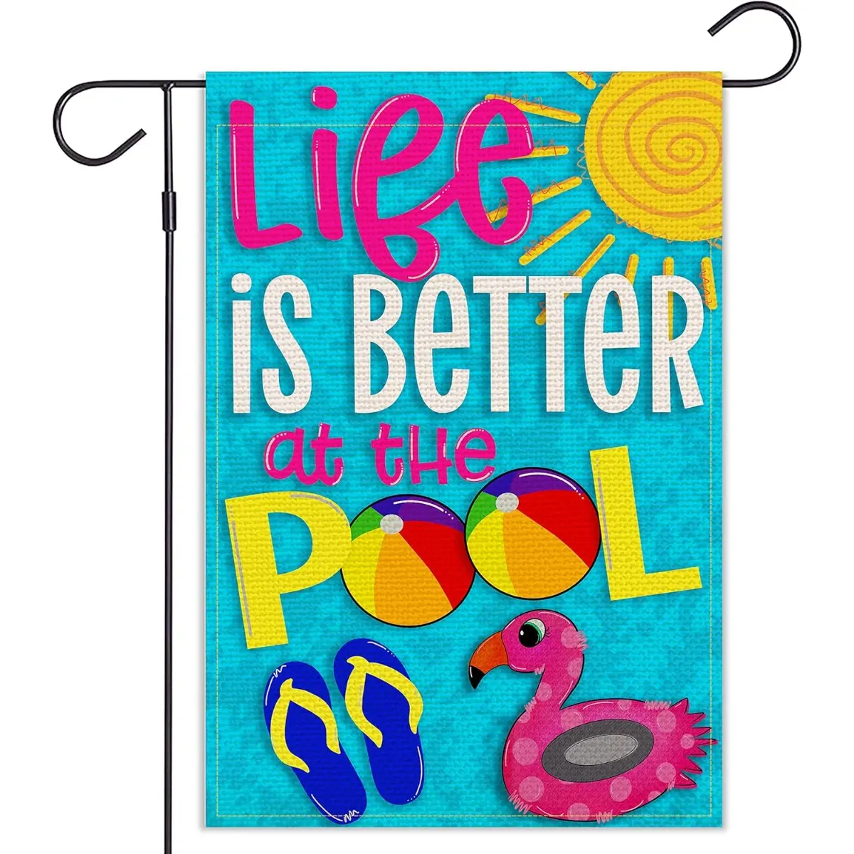 Summer Pool Garden Flag, "Life is Better at the Pool" Vertical Yard Decor, Double-Sided 12x18 Inch Outdoor Flag