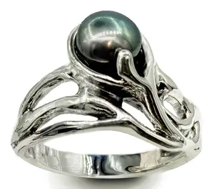 Hagit Sterling Silver Cultured Pearl Undulating Ring