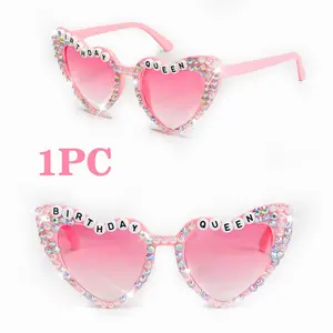 Shiny Birthday Queen Glasses, PVC Eyewear with Rhinestones & Anti-Pearl Decorations, Perfect for Birthday Parties, Best Friend Birthdays