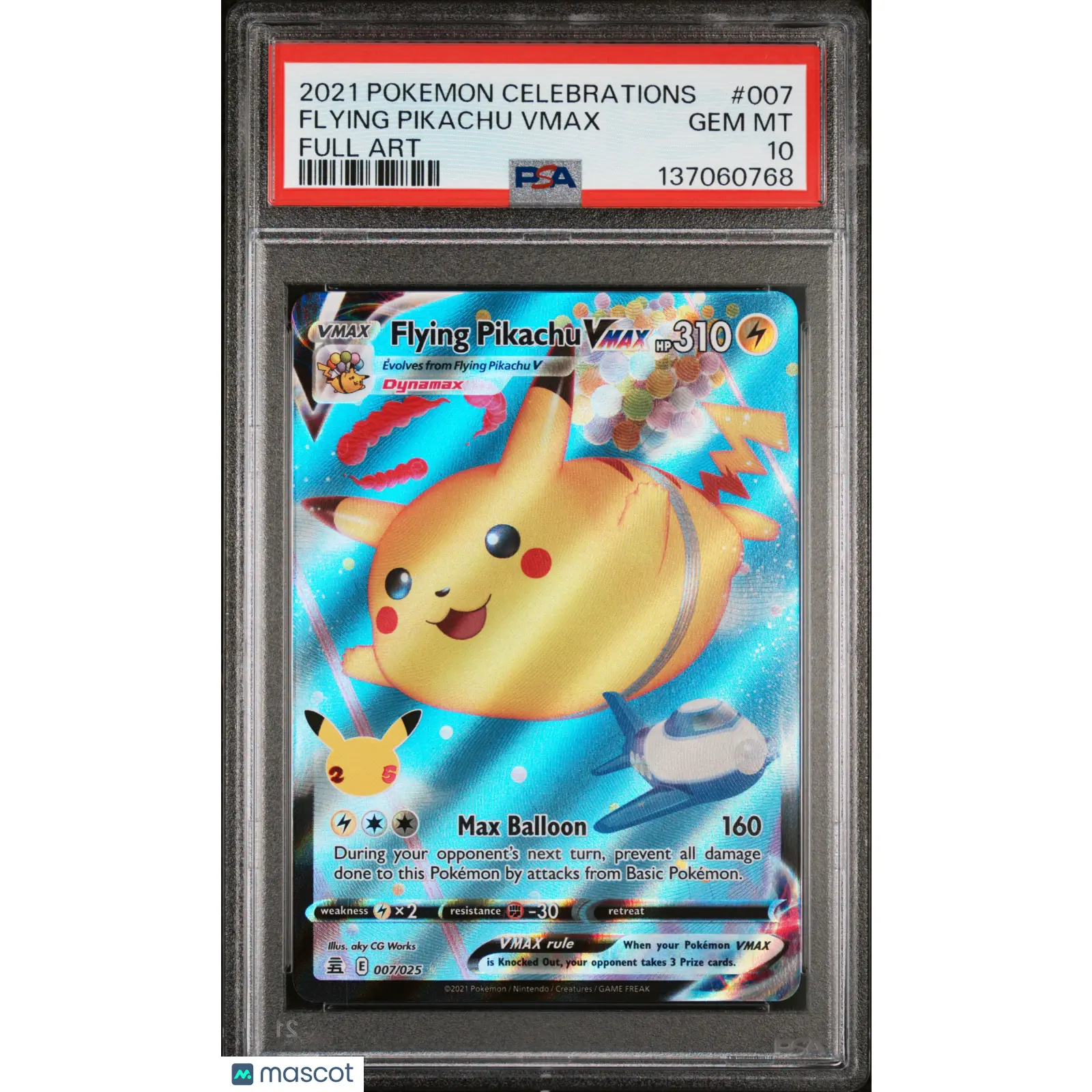 2021 Pokemon Celebrations Flying Pikachu VMAX Full Art 007/025 PSA 10 GEM MINT
