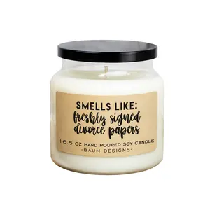Smells Like Freshly Signed Divorce Papers Soy Candle - 16.5oz | Baum Designs | Unique Funny Christmas Gift