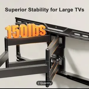 Full Motion TV Wall Mount For 42-90 Inch TVs, Supports Up To 150 Lbs, Pre-Installed Bracket With Tool-Free Tilt, Swivel, And Extension, Compatible With VESA 600 X 400 Mm And 12"/16"/18"/24" Studs, Ideal For Home Theater And Living Room Viewing