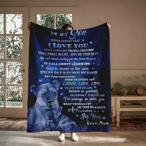 Gift For Son From Mom Blanket, To My Son Lioness Cub Dance In The Rain Follow Your Dreams Pattern Flannel Throw, Soft Cozy Warm Nap Blanket for Bedroom Living Room Dorm, Sentimental Birthday Graduation Gift for Boy, Christmas Mother's Day Holiday Present