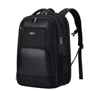 1pc Business Laptop Backpack, Three Compartment Design, Neat Professional Storage, Breathable Back Panel, Lightweight Wearing Experience, Wear Resistant Surface, Built In Charging Port, Trolley Attachment Available, Versatile Rucksack For Office Commute,