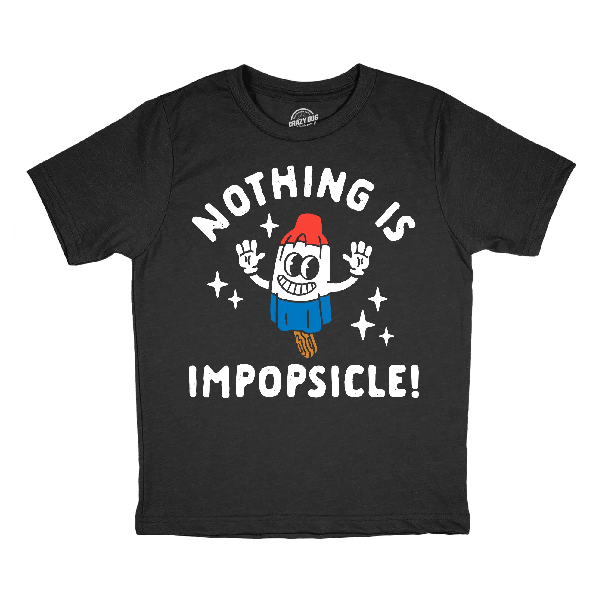 Youth Funny T Shirts Nothing Is Impopsicle Sarcastic Ice Pop Tee For Kids Funny T Shirts Food Tops for Kid Funny Motivational Short Sleeve Novelty Tees for Kids Black -