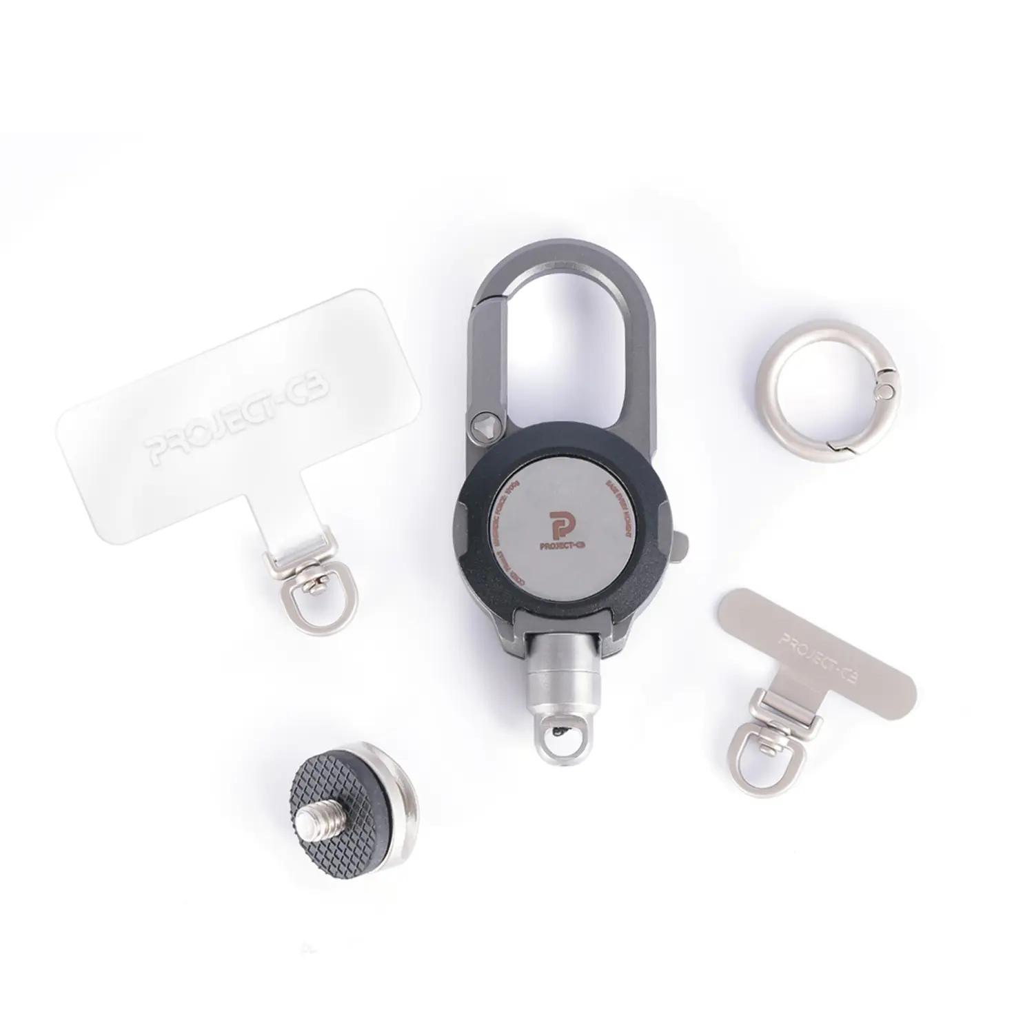 Project-cb Retractable Reel with Phone Tether Tabs, Magnetic Aluminum Cord Reel for Phone & Pocket 3, Outdoor Gear, ID Badge, Key Holder