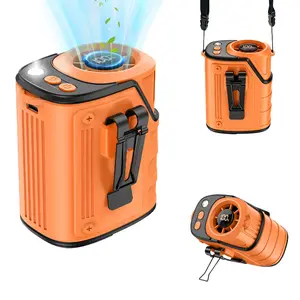 【Outdoor Must-Have】W&O Portable Fan Rechargeable, 4-Speed 14000RPM Strong Airflow, Personal Waist Fan with up to 48H of Working Time, Hands-Free Hanging Neck Fan, Wearable Belt Fan for Camping, Outdoor, Jobsite