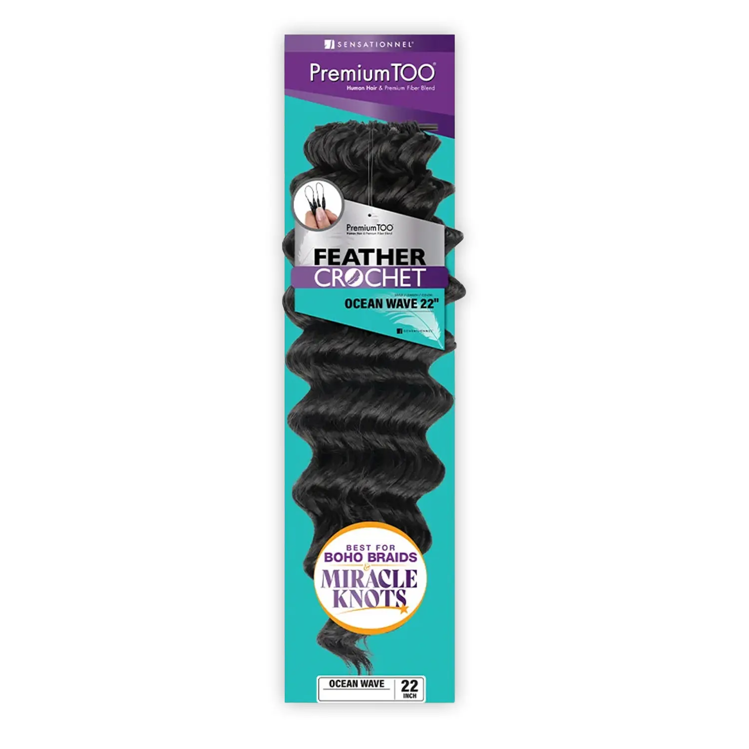 Sensationnel Premium Too Feather Crochet Ocean Wave Boho Braids - 22 in Human Hair Blend Synthetic Hair Extensions (Fashion Accessories)