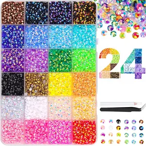 30000Pcs Jelly Rhinestones 3mm Flatback with Tweezers Shimmer Gems Bedazzler Kit for DIY Tumblers Shoes Nails Clothing