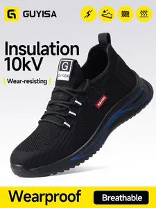 Guyisa Electrician Insulated Shoes, 10kv, Low Top, Flyknit Fabric, PU Sole, Durable, Oil Resistant, Acid-Resistant, All Seasons, Sizes 38-45