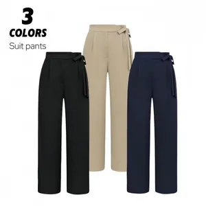 GRACE KARIN Women's Wide Trousers Business Costume Trousers Elegant High Waist Festive Palazzo Trousers with Pockets Belt