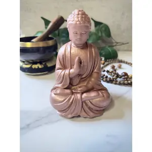 Buddha Rose Gold Concrete Statue, Handmade Full Body Meditating Figure, Chakra Balance, Home & Garden Decor, Home Alter, Self Care Gift