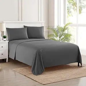 King Size Sheets - Breathable Luxury Bed Sheets with Full Elastic & Secure Corner Straps Built In - 1800 Supreme Collection Extra Soft Deep Pocket Bedding Set, Sheet Set, King, Gray