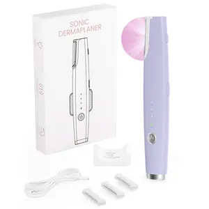 Purple Sonic Dermaplaning Tool for Women, 3-Speed Facial Hair Remover with LED Light, Rechargeable Face Shaver for Peach Fuzz Removal & Gentle Exfoliation, Portable Skincare Tool with Replaceable Blades