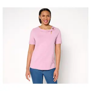QVC Women's Classic Knit Top with Twist Detail - BEAUTIFUL by Lawrence Zarian
