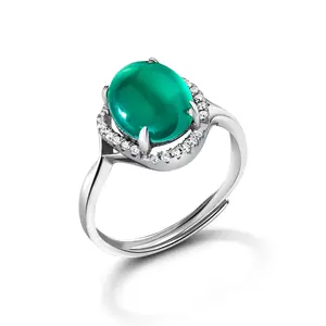 925 Sterling Silver Simulated Chalcedony Swirl CZ Adjustable Ring, Simulated Chalcedony Ring, Silver Jewelry, Cz Ring, Adjustable Ring