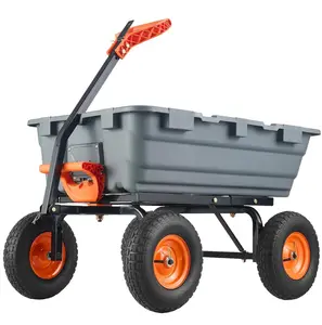 Garvee Poly Dump Cart Heavy Duty 1200lbs Quick-Release Dumping No-Flat 13" Tires Polypropylene Body Steel Frame Garden Yard Landscaping
