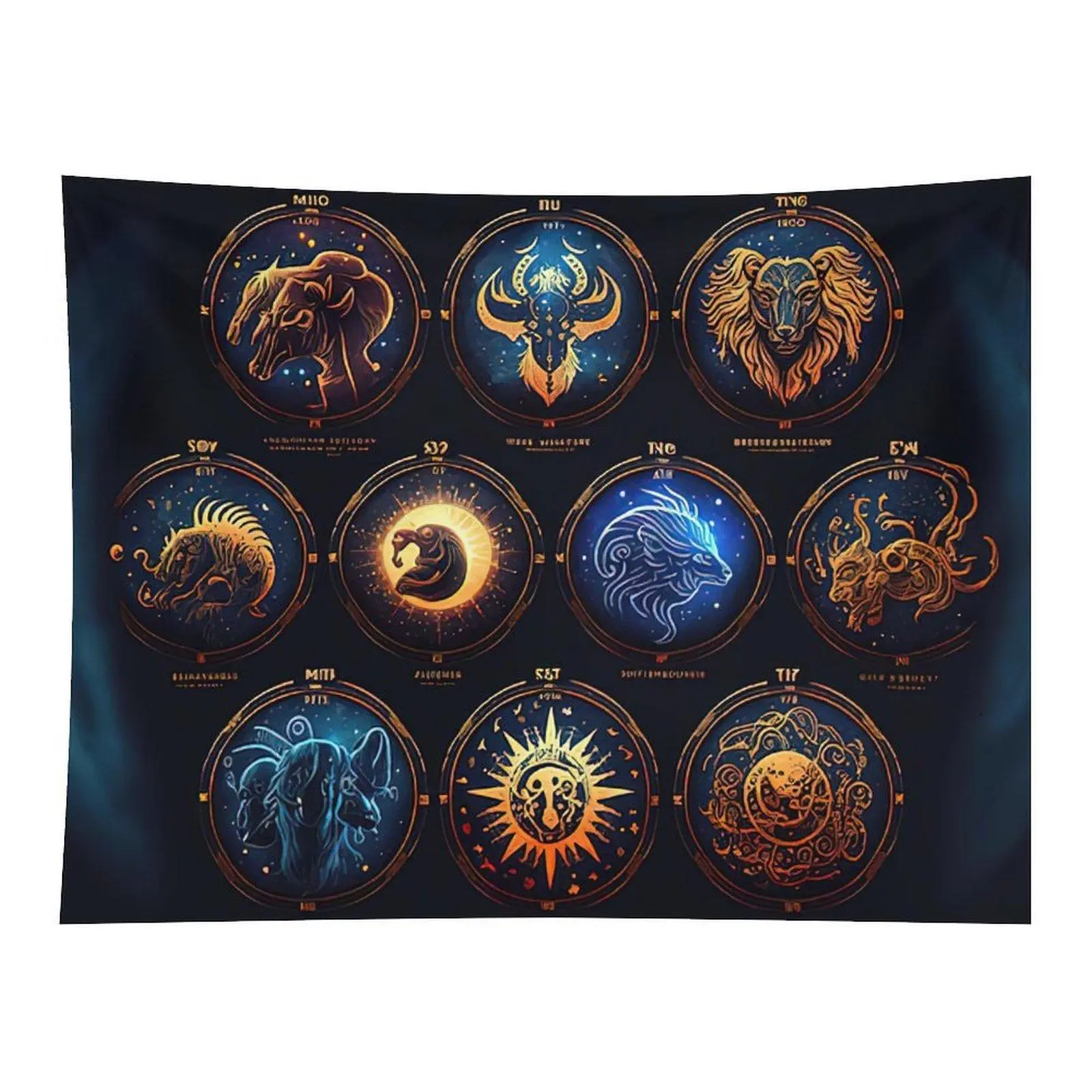 Celestial Zodiac Tapestry Astrology Animal Signs Wall Decor